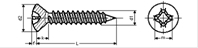Self tapping screw raised countersunk phillips cross recess with point