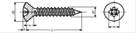 Self tapping screw raised countersunk pozi cross recess with point