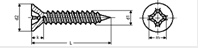 Self tapping screw countersunk phillips cross recess with point